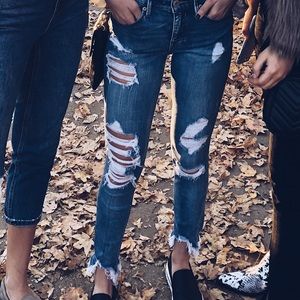 Express destroyed skinny jeans